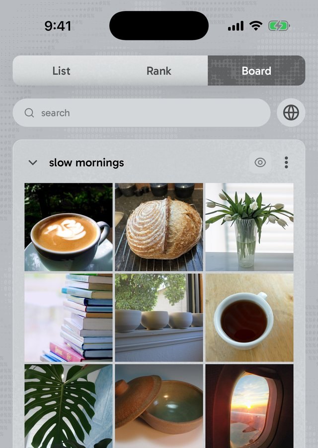 a 3 by 3 board called slow mornings