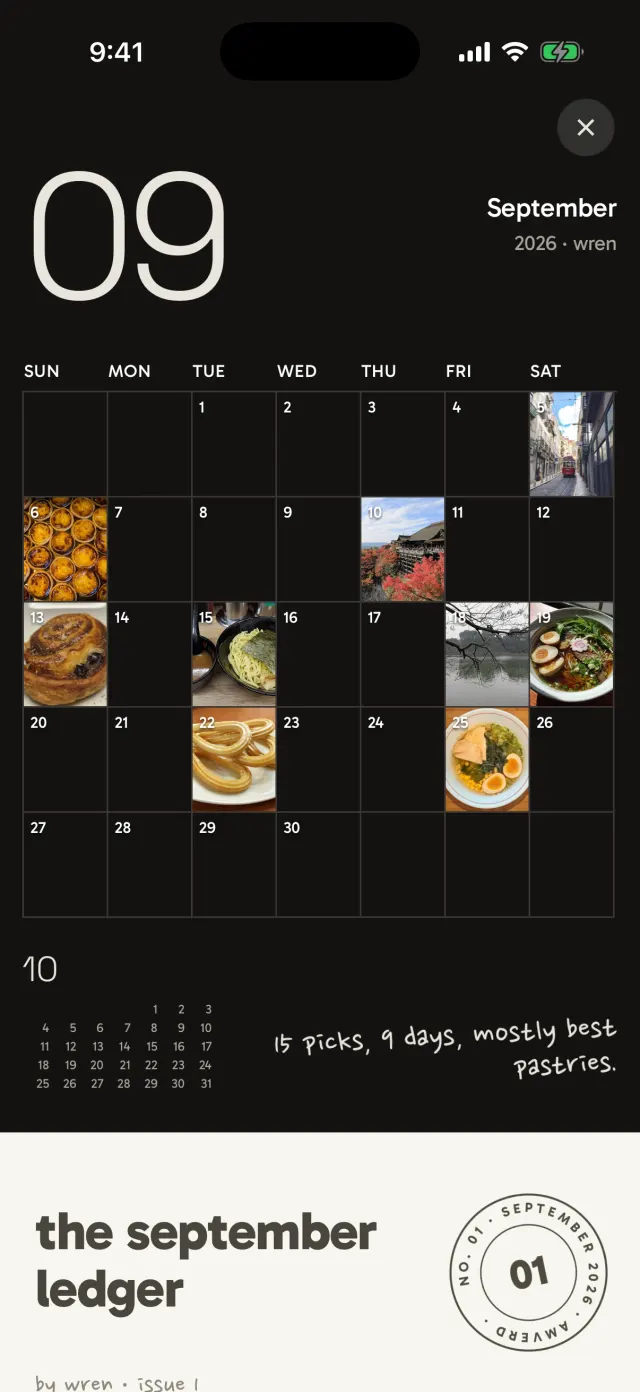 the september ledger: a calendar of the month in photos