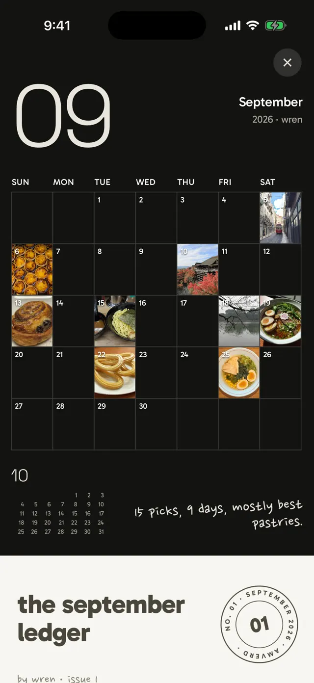 the september ledger: a calendar of the month in photos