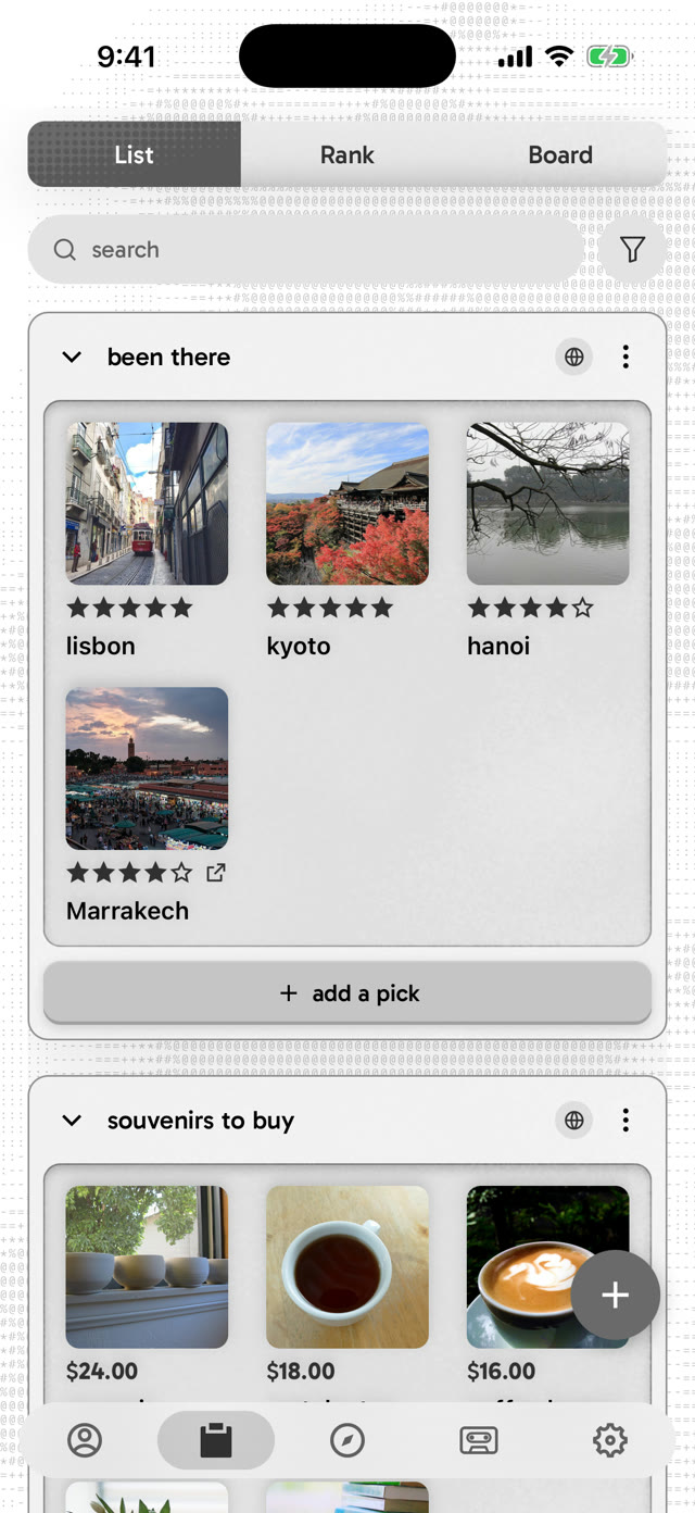 the same places in amverd: been there, with a photo and a star rating for each, and souvenirs to buy with prices